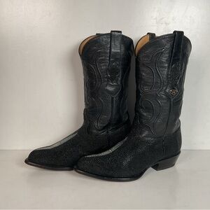 Los Altos Exotic Sea Stingray Cowgirl Boots 8 M Classic Black